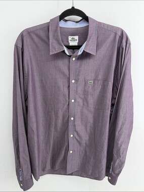 Lacoste Regular Fit cotton pinstriped long sleeve button up dress shirt sz 44